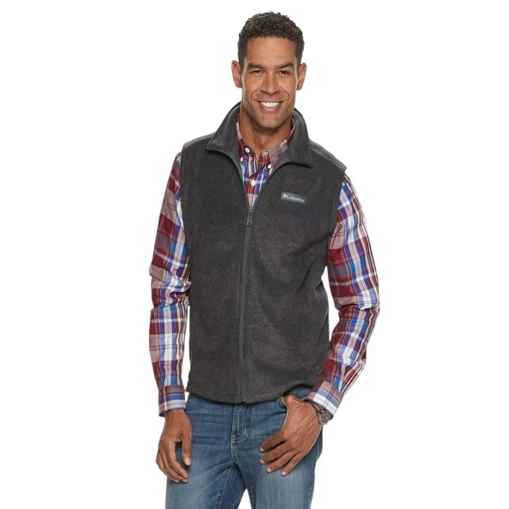 Columbia XXL Men's Charcoal Fleece Vest Steens Mountain Outdoor Hiking